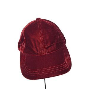 GAP Velvet Baseball Cap Red Delicious S/M Adjustable 58cm Burgundy Maroon Glam